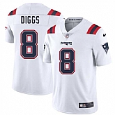 Men & Women & Youth New England Patriots #8 Stefon Diggs White 2025 Vapor Limited Stitched Jersey,baseball caps,new era cap wholesale,wholesale hats